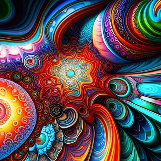 Intricate Fractal Geometric Shapes in Graffiti Art Style