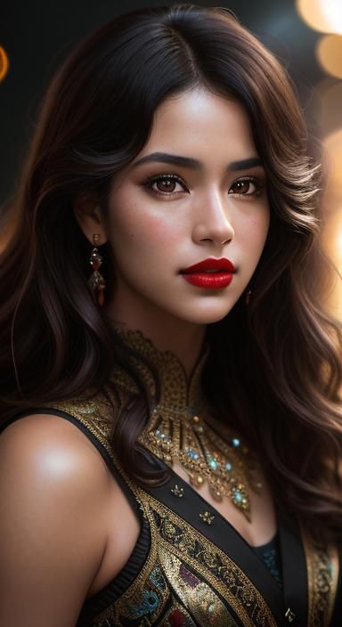 Stunning Hyperrealistic Portrait of a Colombian Brunette