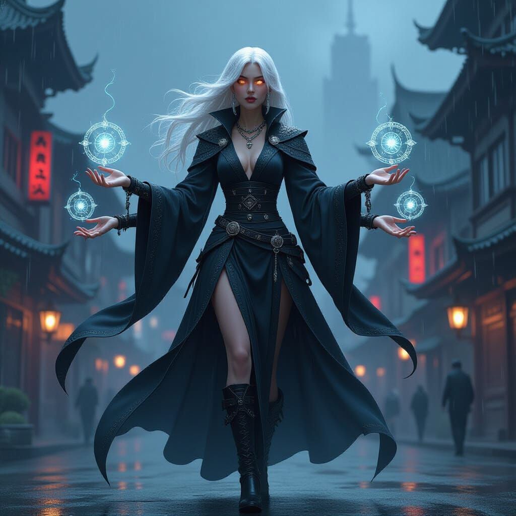 Sorceress in Neo-Tokyo: Cyberpunk Mystical Realism