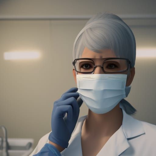 Dentist in Surgical Mask: 3D Game Cinematic Render