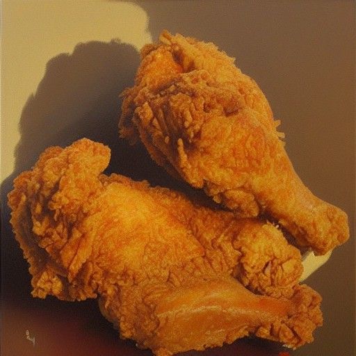 Fried Chicken in Oil Painting Style