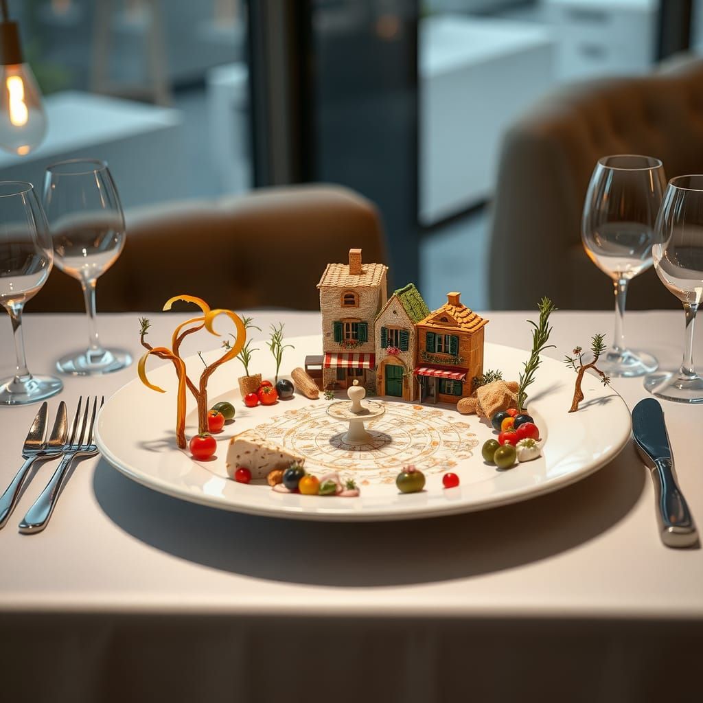 Edible Street Scene Food Art on Plate