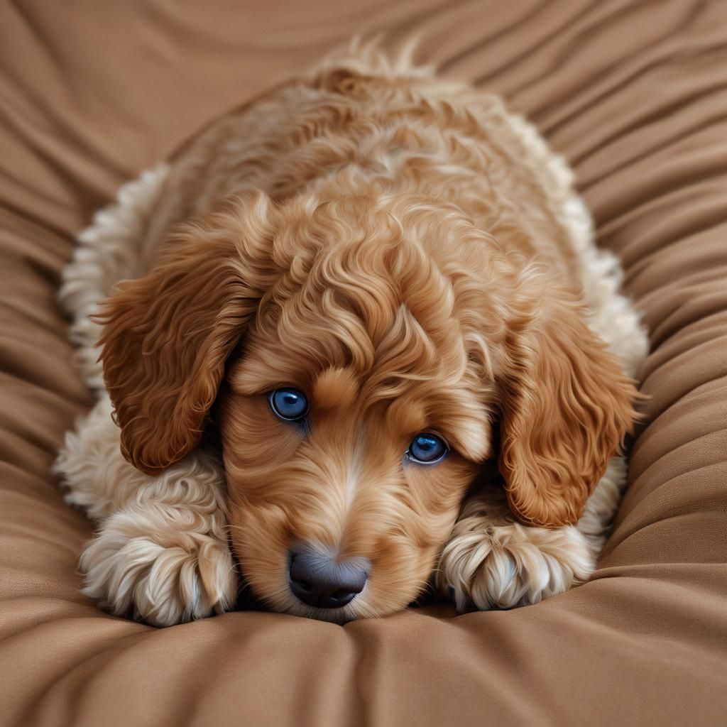 Adorable Cockerpoo Puppy with Mischievous Blue Eyes