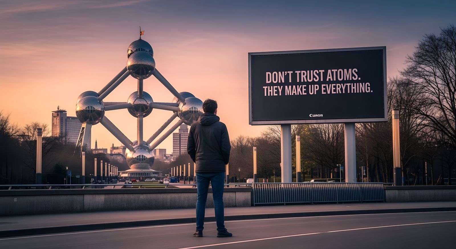 Humorous Billboard Next to Brussels Atomium