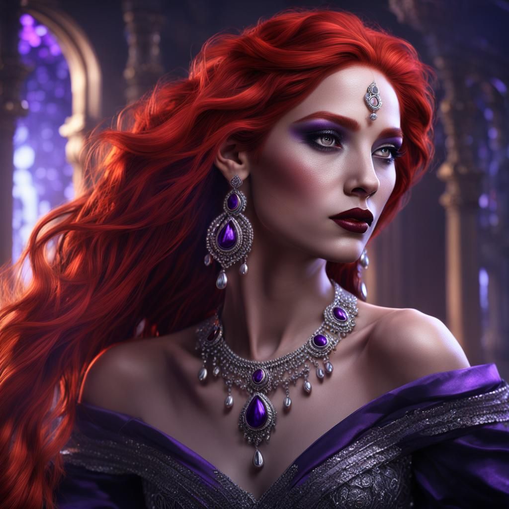 Goddess with Flowing Red Hair, Fantasy Concept Art
