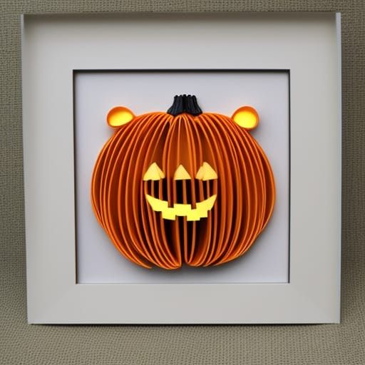 Framed Porcupine Quill Pumpkin Art