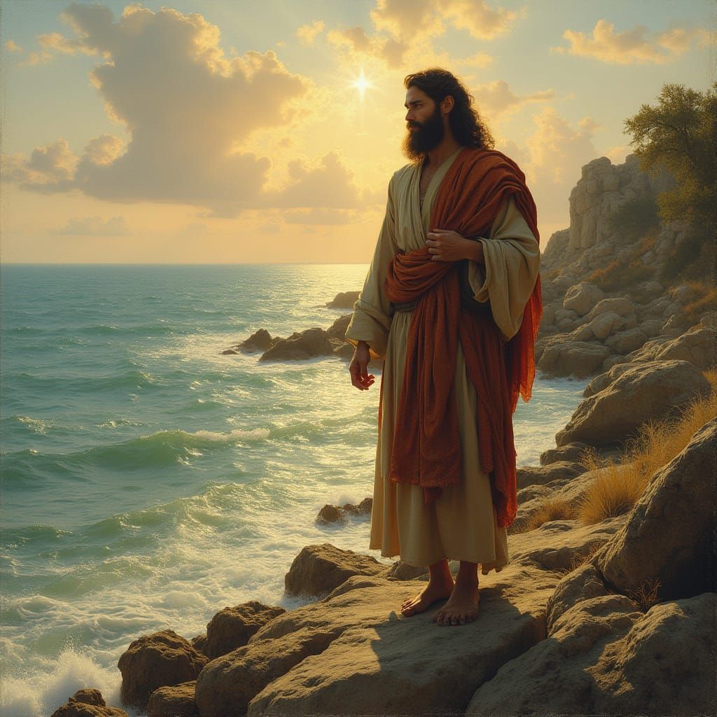 Apostle Peter on Rocky Shoreline in Golden Light