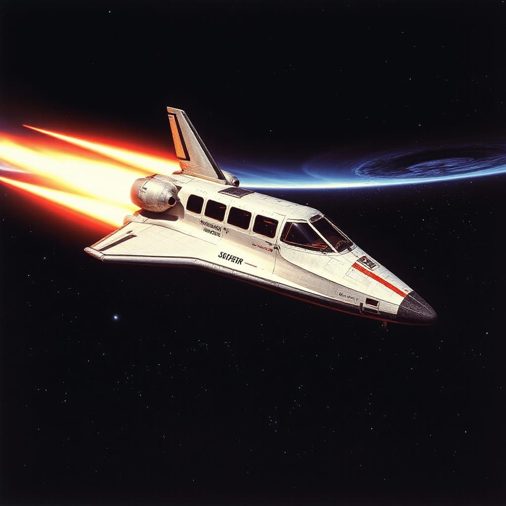 Galactic Spaceship Warps Space-Time Continuum