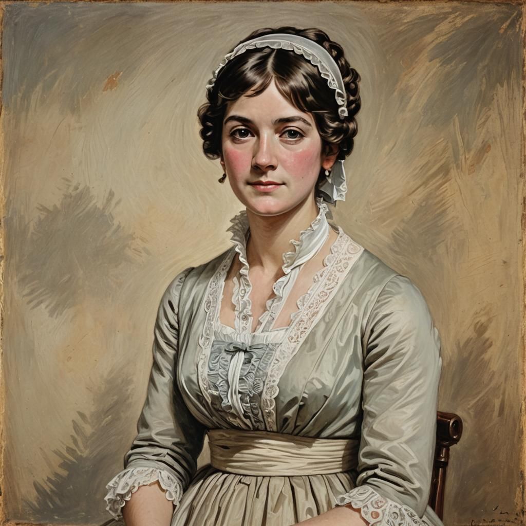 Jane Austen Portrait in Oil Painting Style