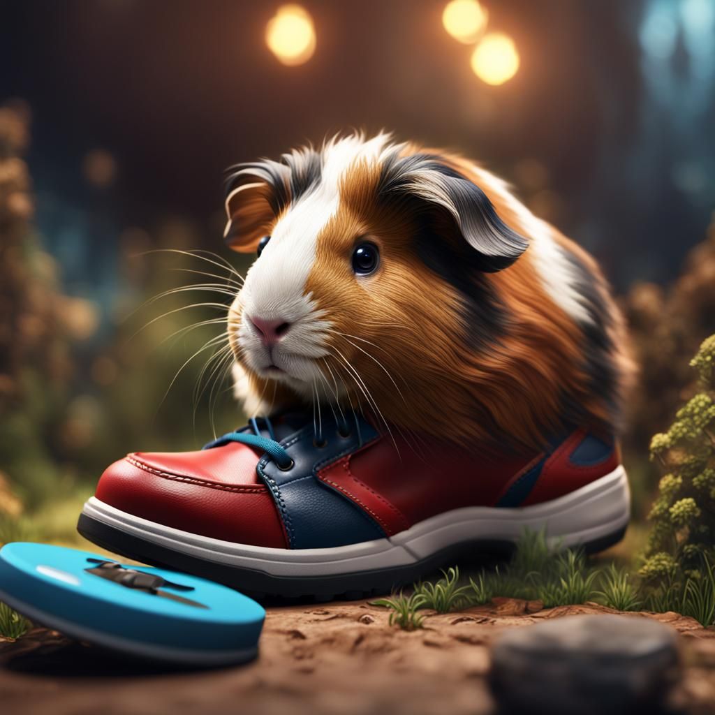 Guinea Pig Wearing Jordans: Detailed Matte Painting