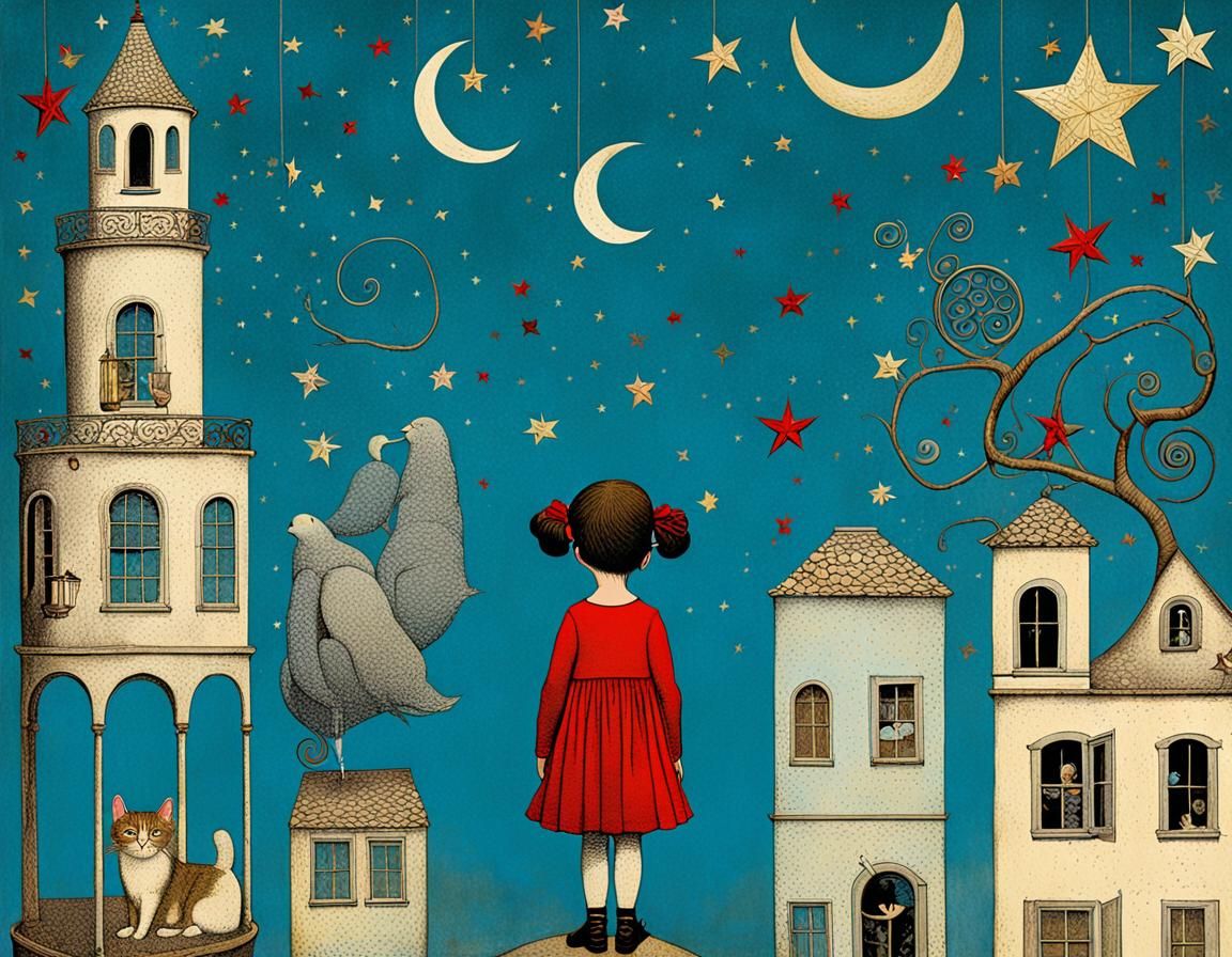 Whimsical Dreamer in Surreal Pop Art Style