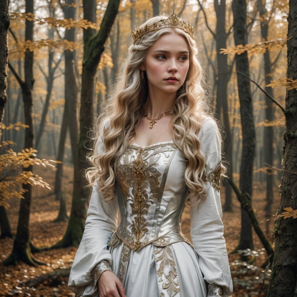 Medieval Princess in Golden Forest