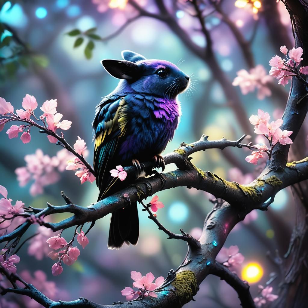 Pika Panther Raven Hybrid with Opals in Pastel Hues