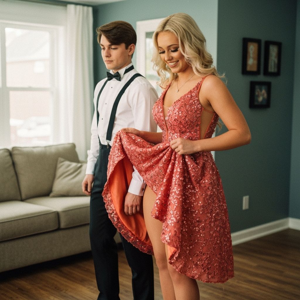 Crossdressing Couple in Minidress and Heels, Cinematic Film ...