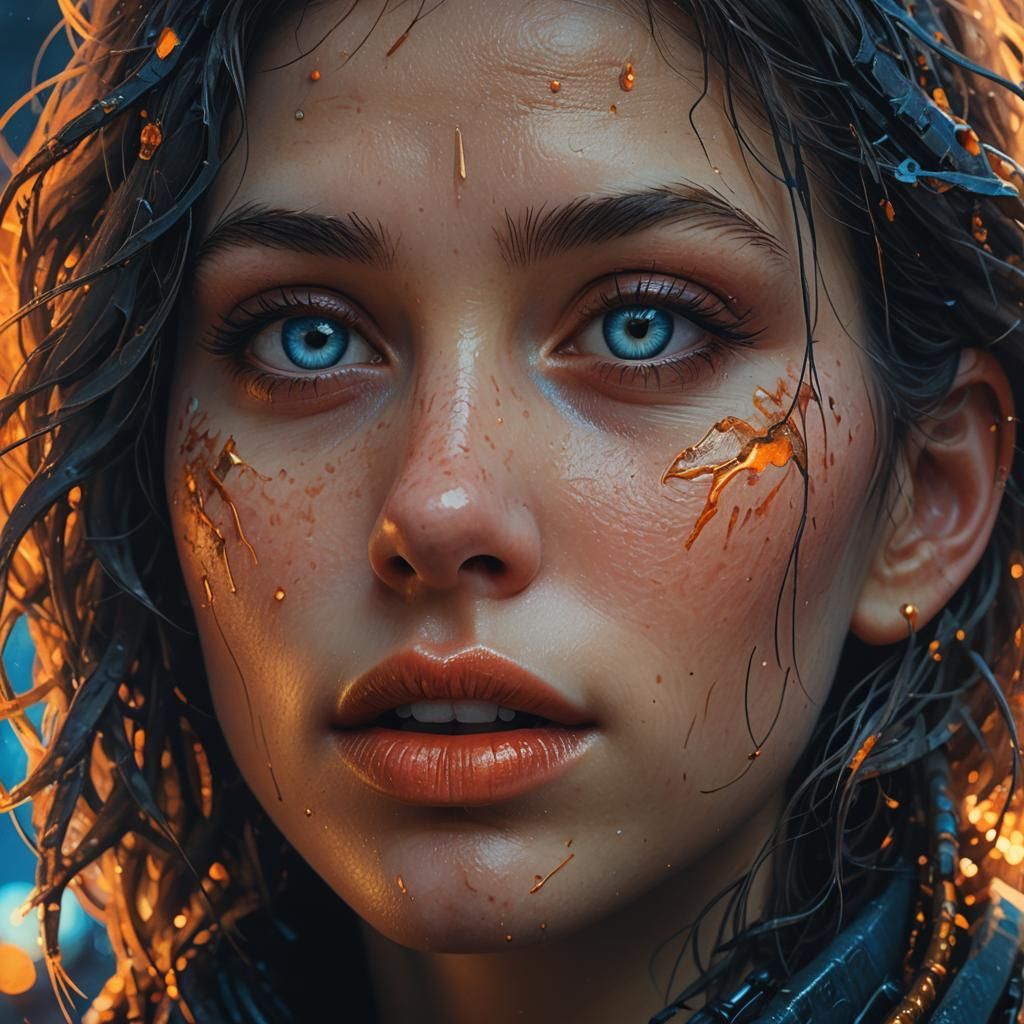 Detailed Portrait of Woman's Lips in Fantasy Art Style