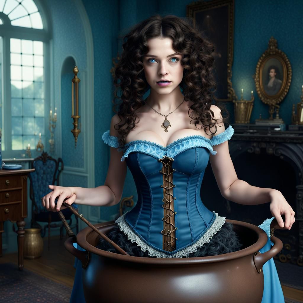 Summer Witch Casting Spells in Victorian Mansion