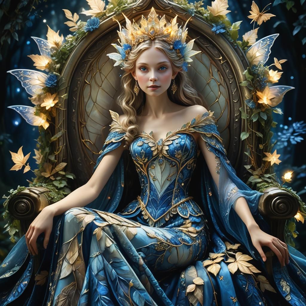 Hyperrealistic Fairy Queen Portrait in Moonlit Forest