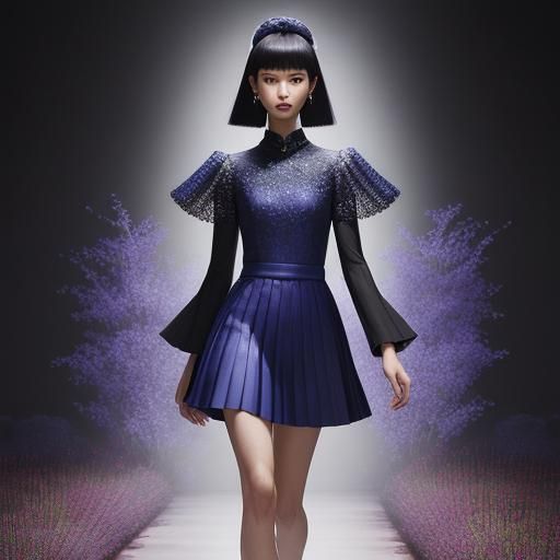 Avant-Garde Fashion in a Vibrant Garden