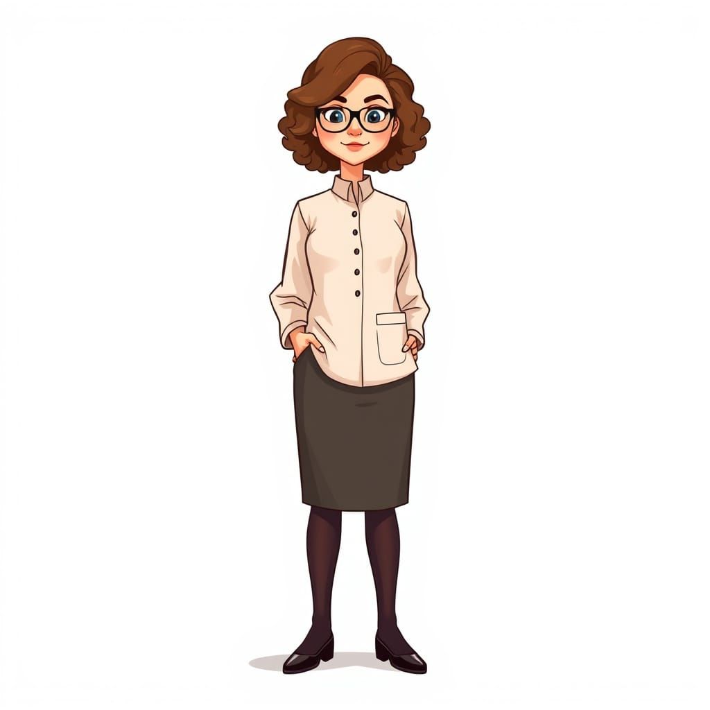 Professional Woman in Elegant Cartoon Style