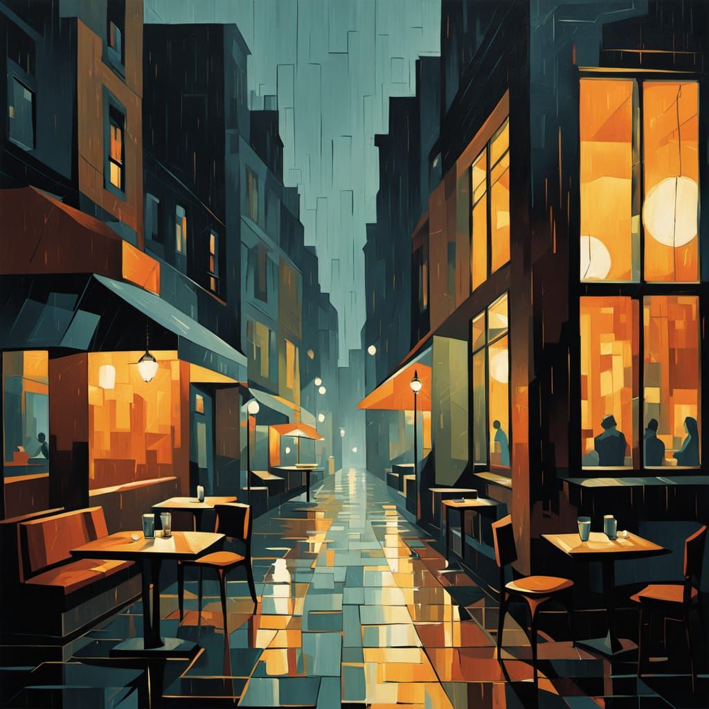 Cubist Cityscape at Night