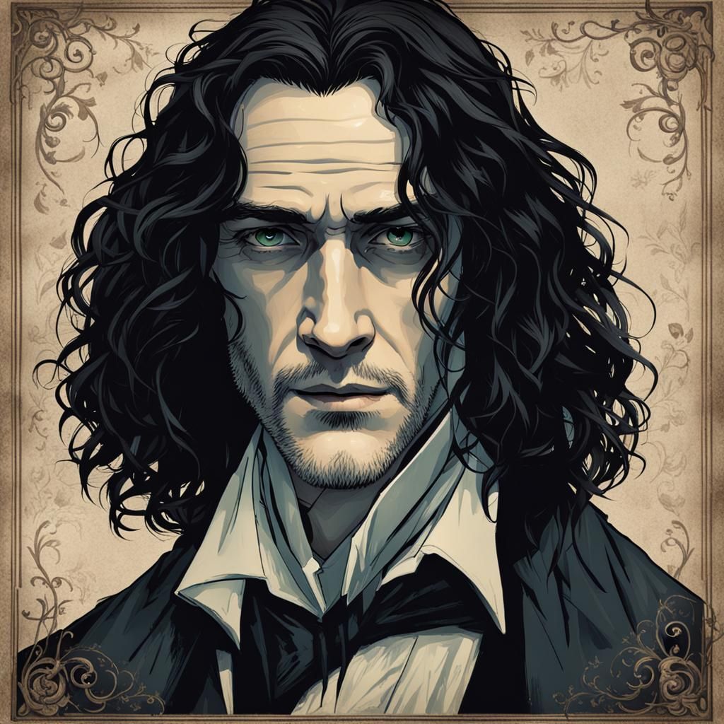 Charming Man with Long Hair: Detailed Matte Painting