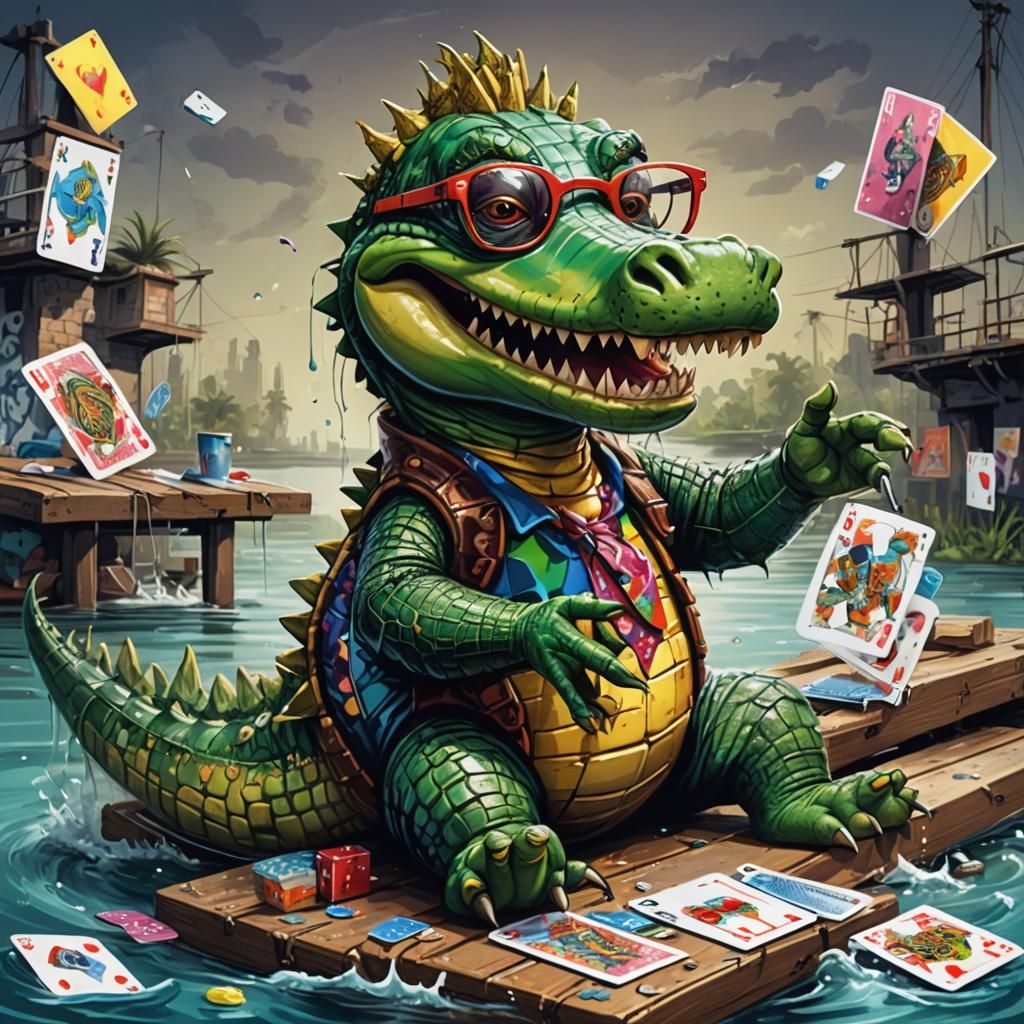 Alligator and Crocodile Playing Cards, Graffiti Art