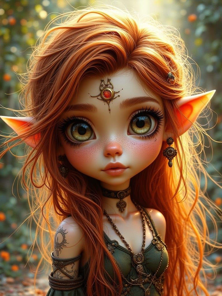 Chibi Celtic Goddess in Digital Art Style