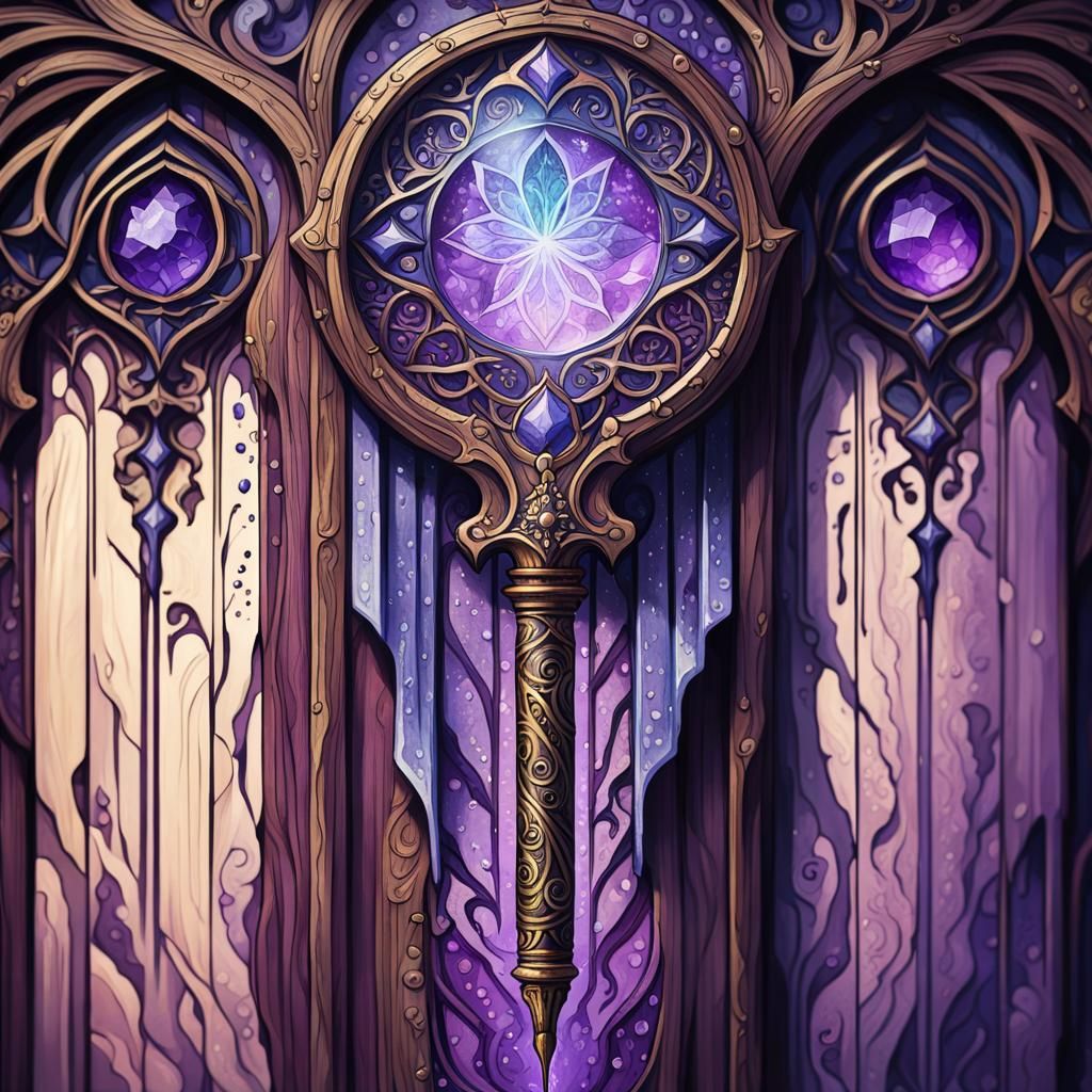Mystic Wand in Dark Chamber: Art Nouveau Style