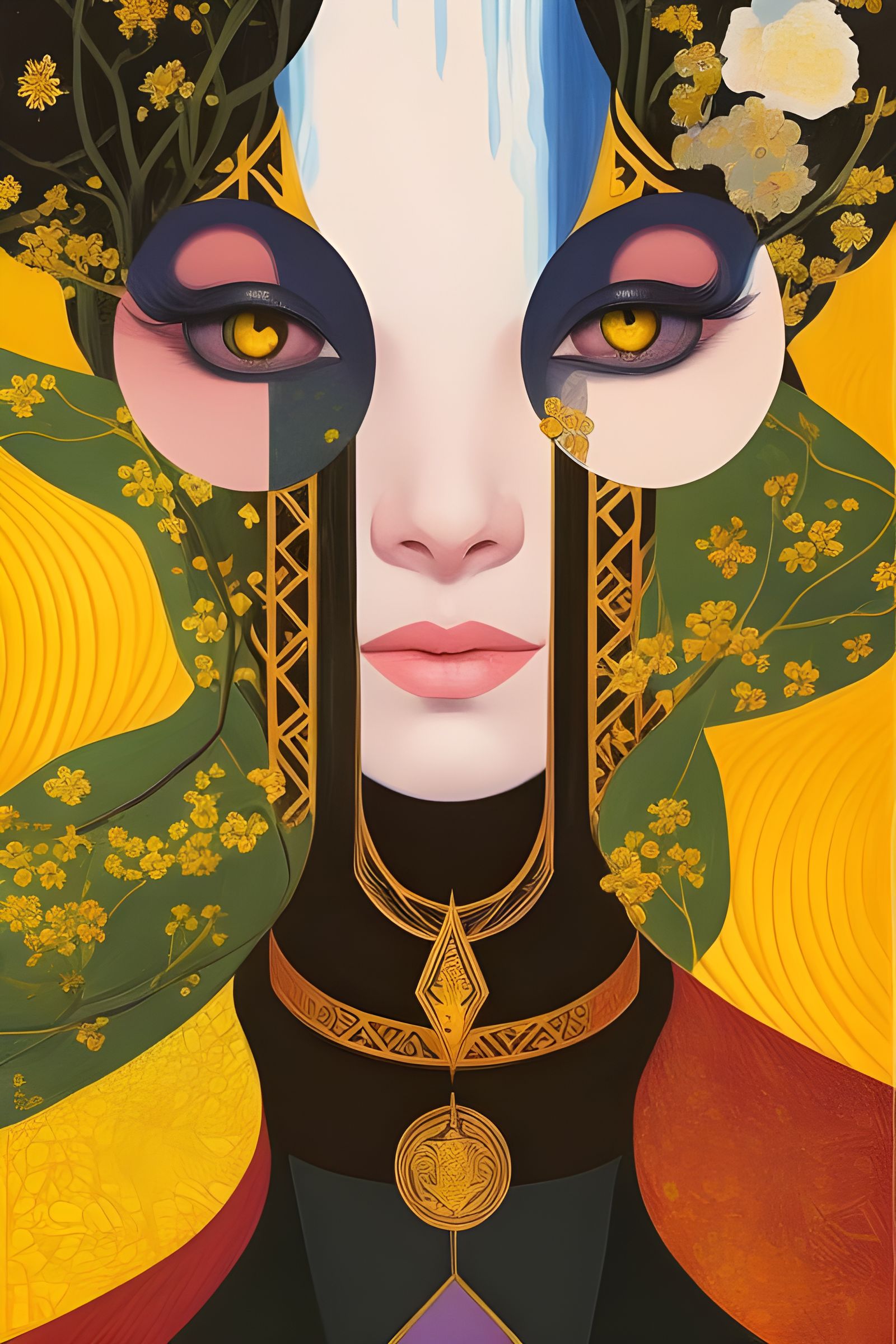 Androgynous Woman Tarot Card in Art Nouveau Style