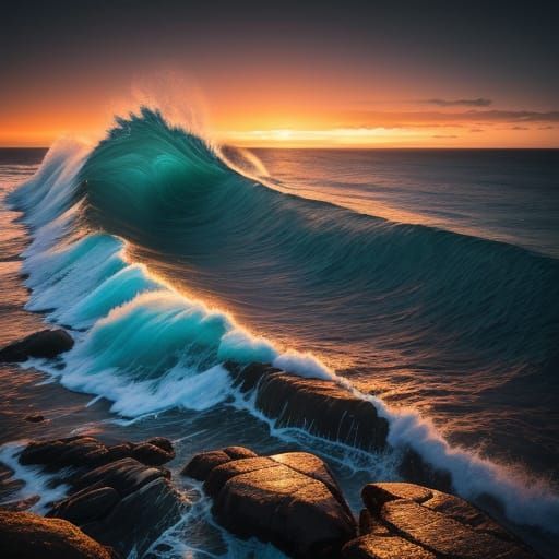 Cape Town Ocean Sunset: Hyperrealistic Landscape Photography