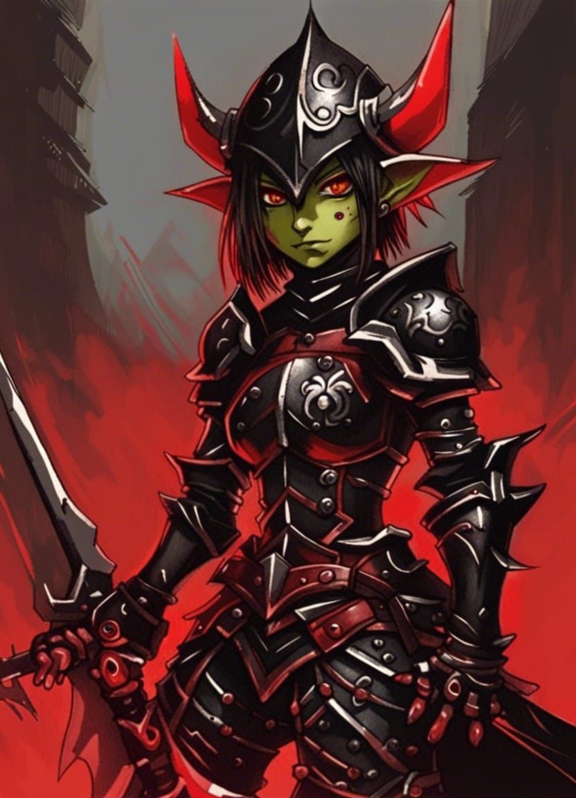 Goblin Dragoon Knight in Anime Manga Style