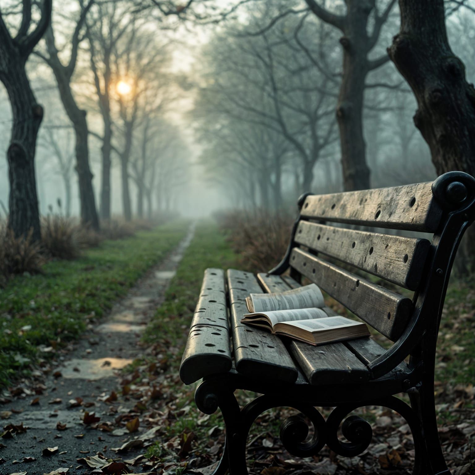 Foggy Park Bench