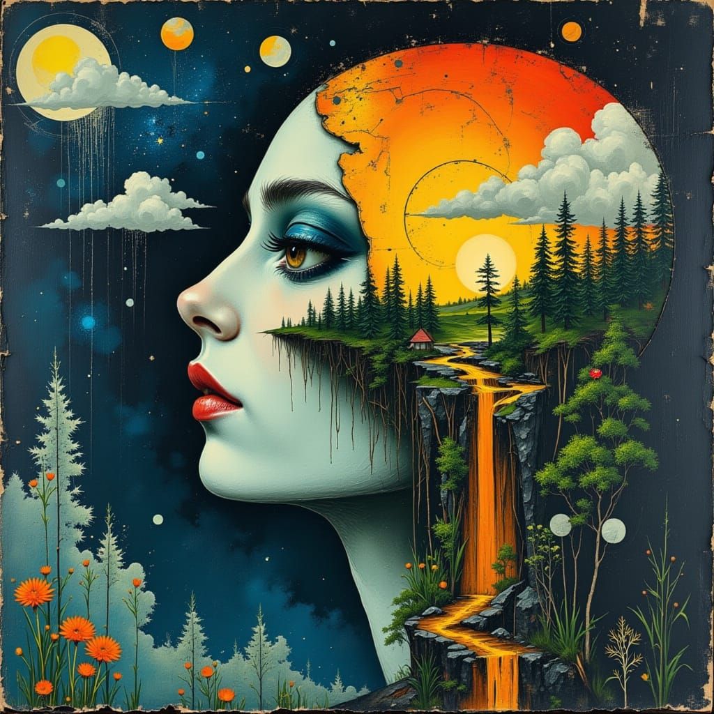 Woman Embodies Earth in Abstract Moody Style