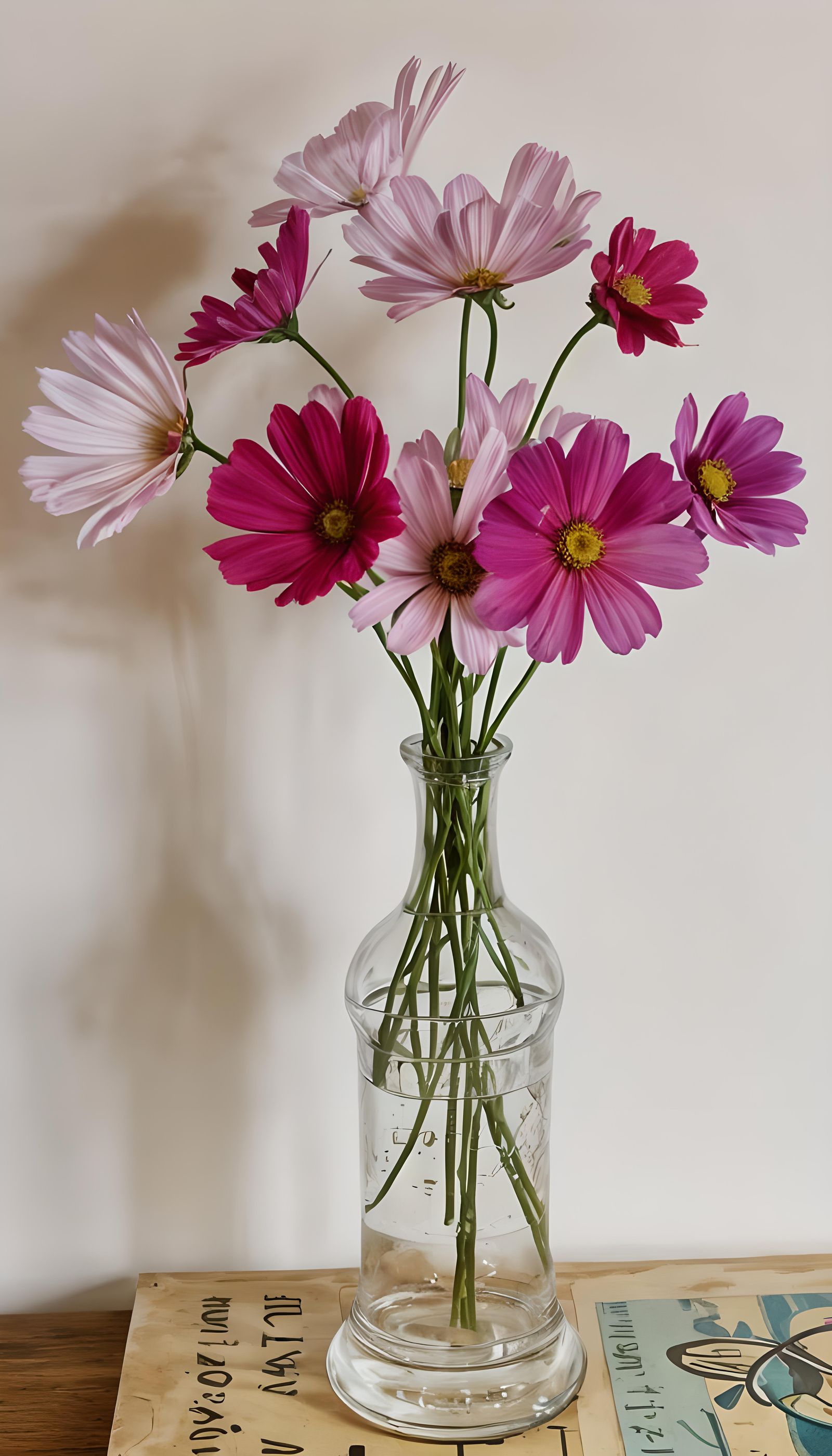 Cosmos Bouquet in Vintage Glass Vase