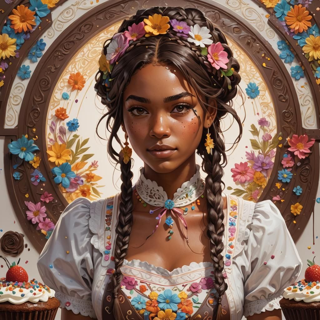 Girl Decorating Cake: Artgerm-Inspired Concept Art