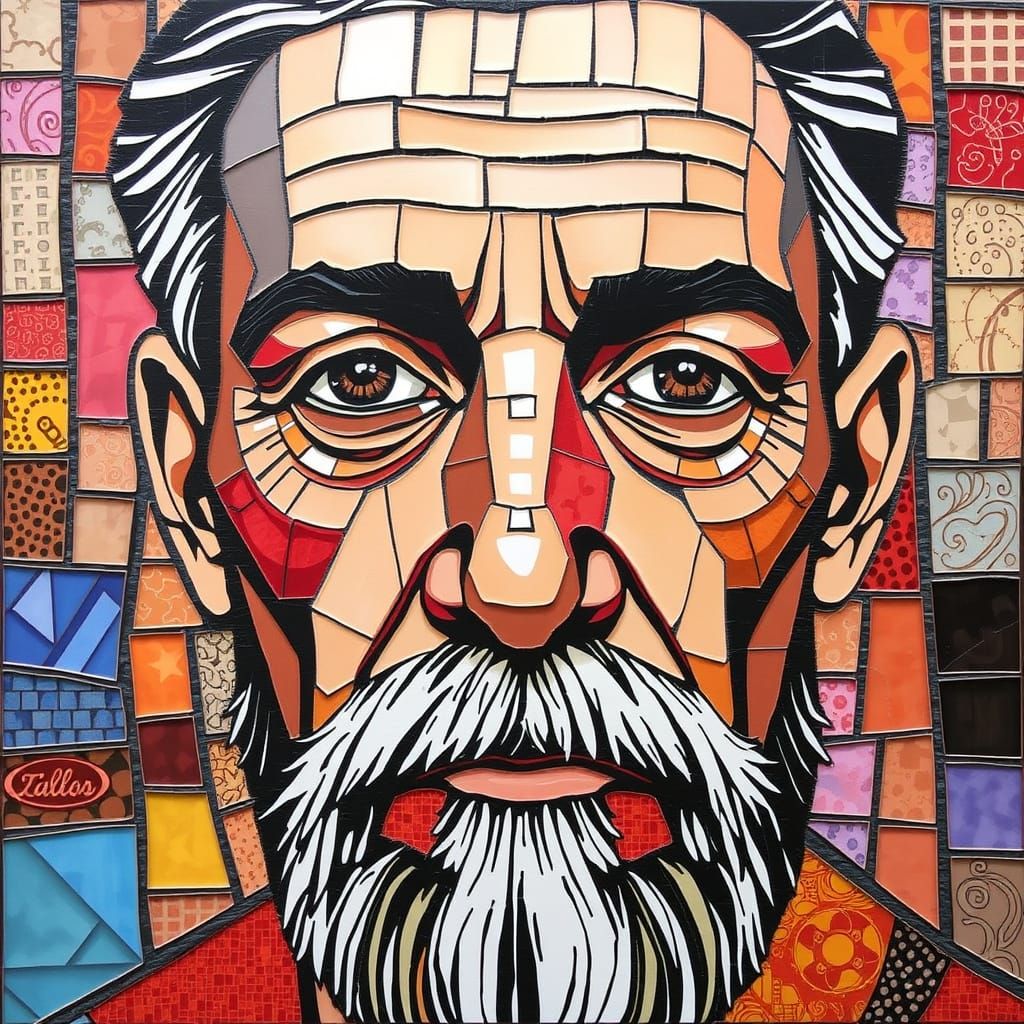 Mosaic Portrait Inspired by Zagar's Style