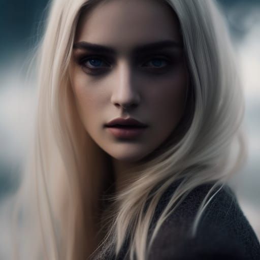 Beautiful Blonde Woman Portrait in Vivid Colors