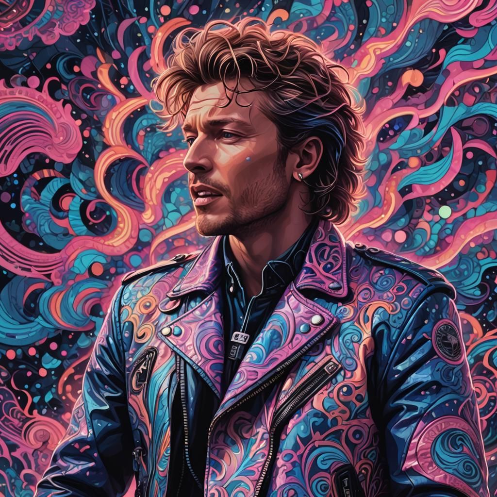 Neon Dreamscape: Singer in a Kaleidoscope of Color