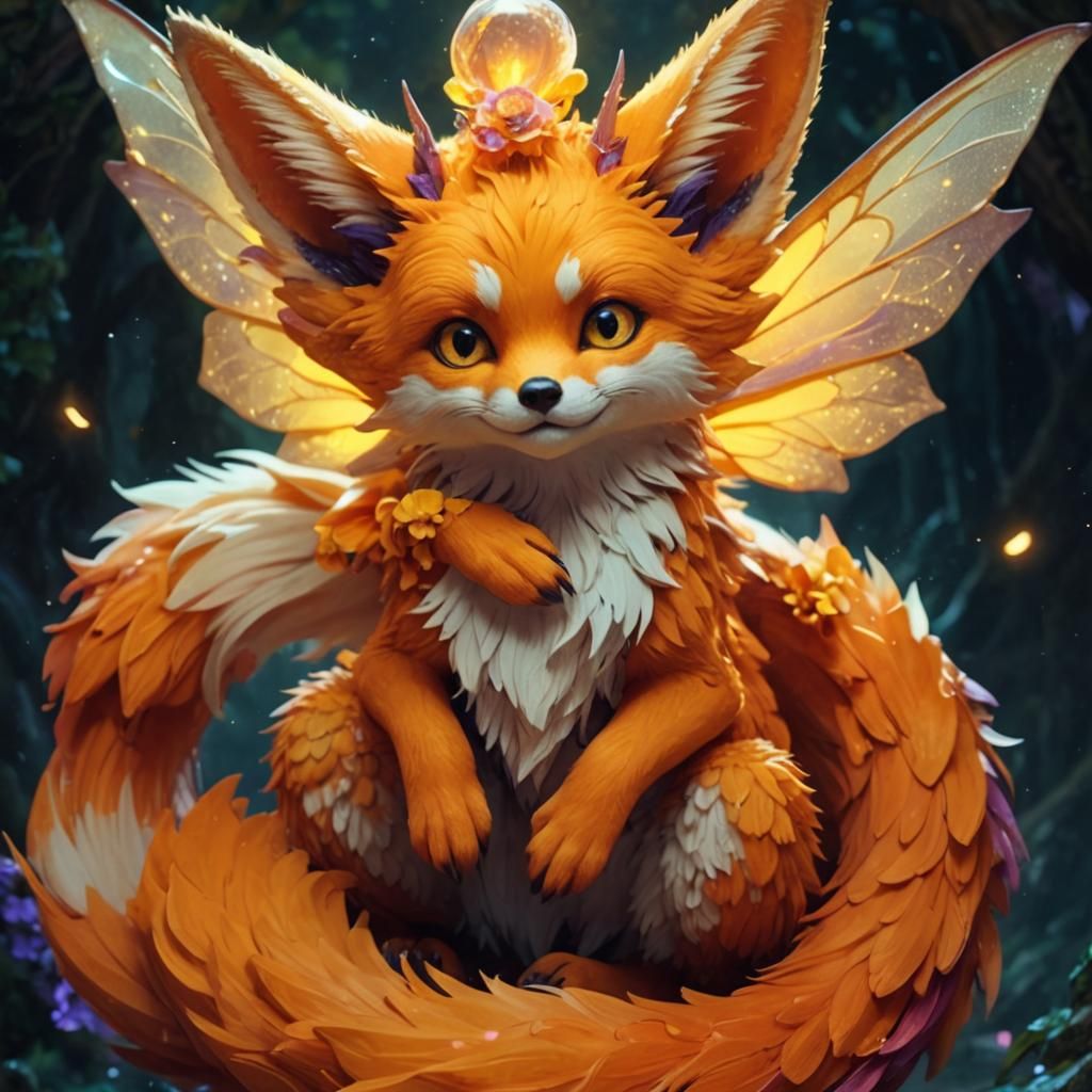 pixie nine tailed fox a masterpiece, 8k resolution, dark fantasy concept art, by Greg Rutkowski, dynamic lighting, hyper...