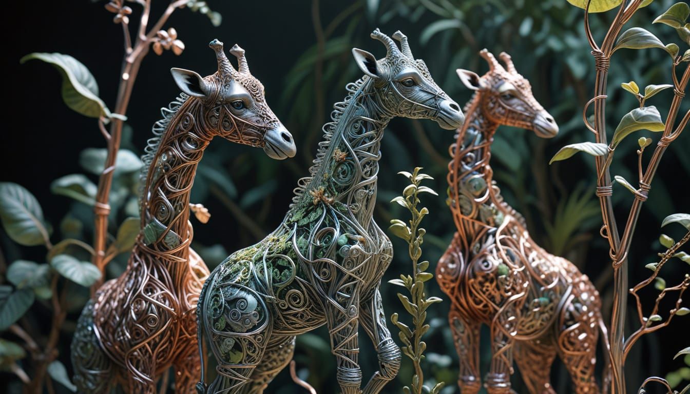 Whimsical Wire Sculpture Jungle in Pastel Colors