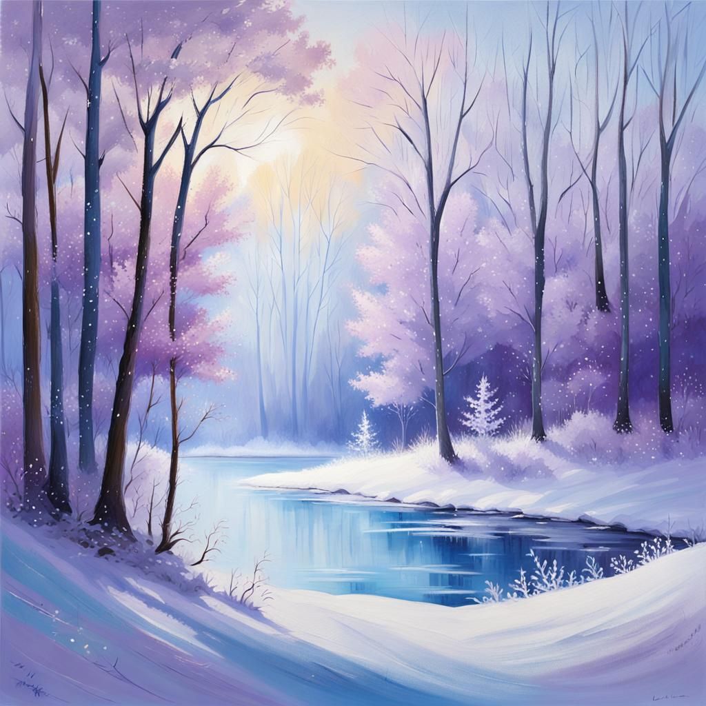 Winter Forest: Serene Impressionist Landscape
