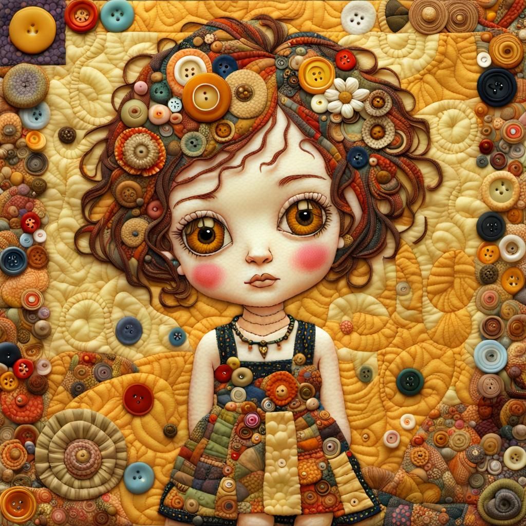 Chibi Moppet Quilt in Klimt Style