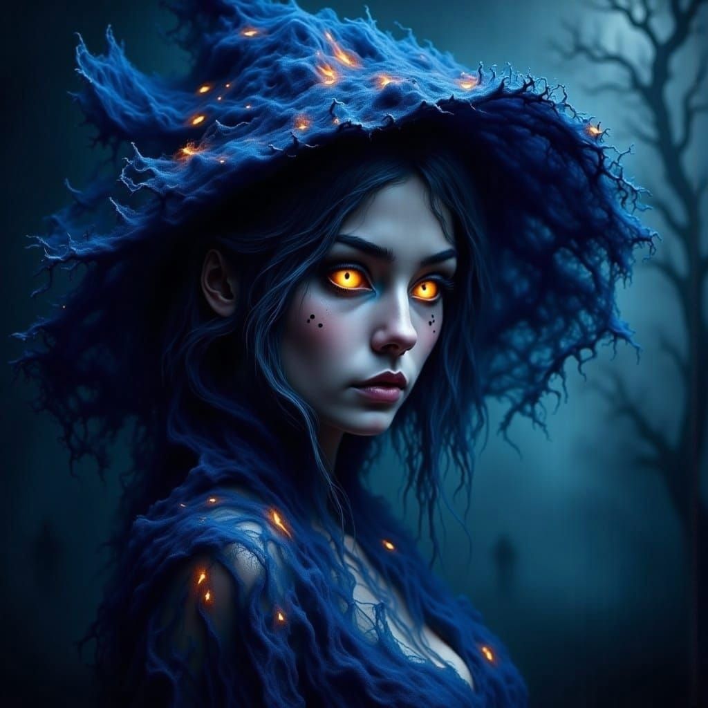 Opera Phantom as Fairy-Style Woman with Blue Hair