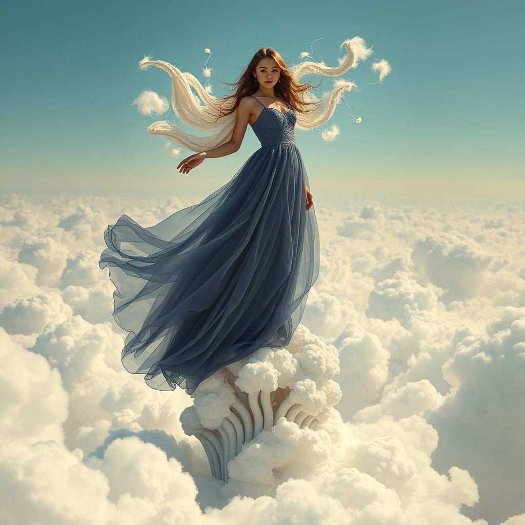 Ethereal Cloud Goddess Defies Gravity