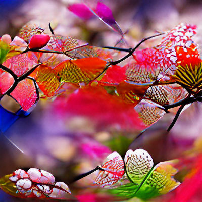Colorful Japanese Garden Scene in Digital Art Style