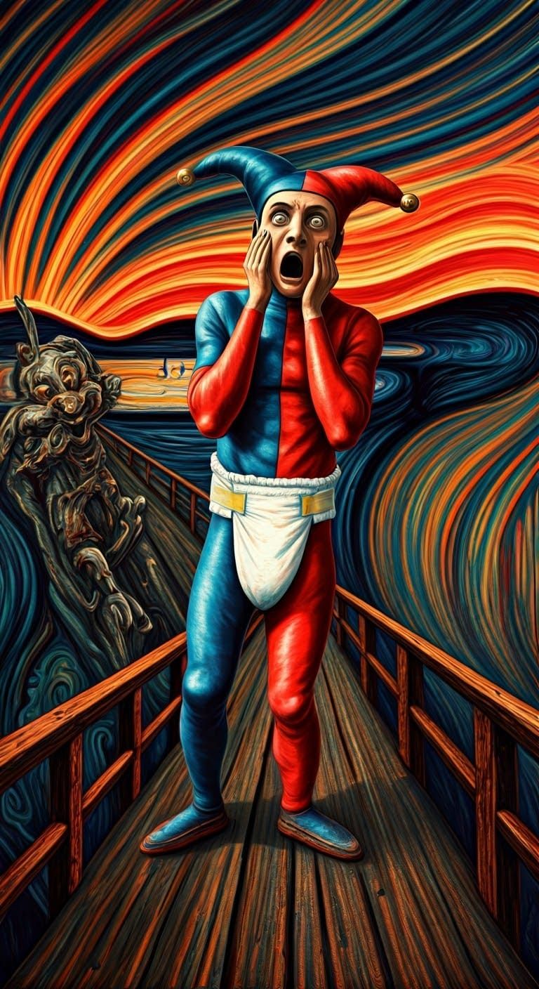 Emotive Harlequin's Scream: Expressionist Anthropomorphic Ar...