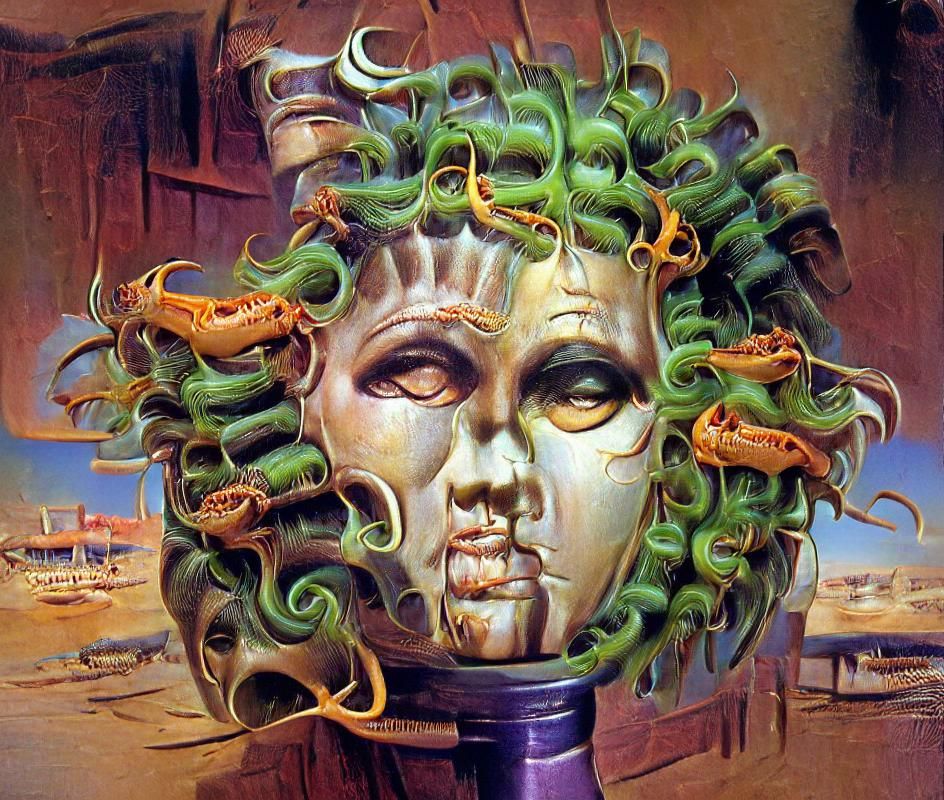 Stylized Digital Rendering of Medusa