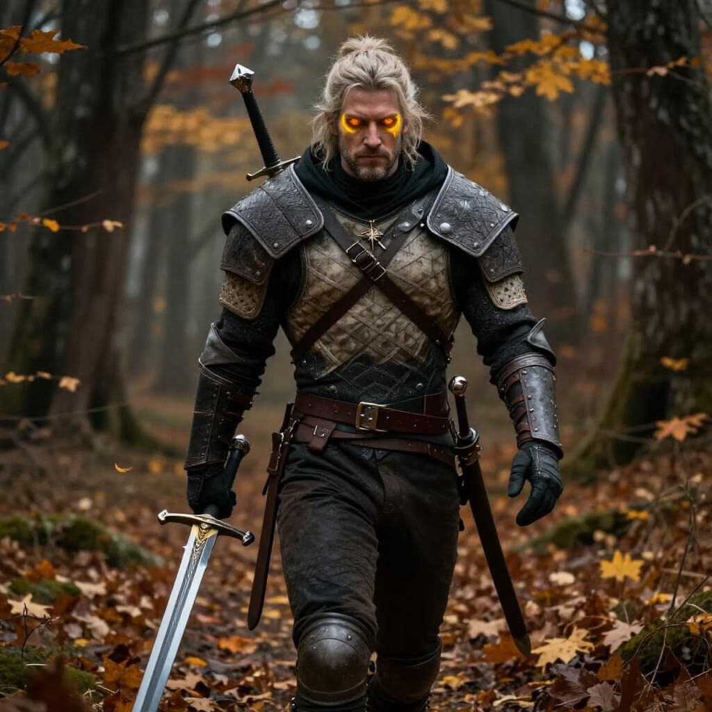 Lone Mercenary in Autumn Forest