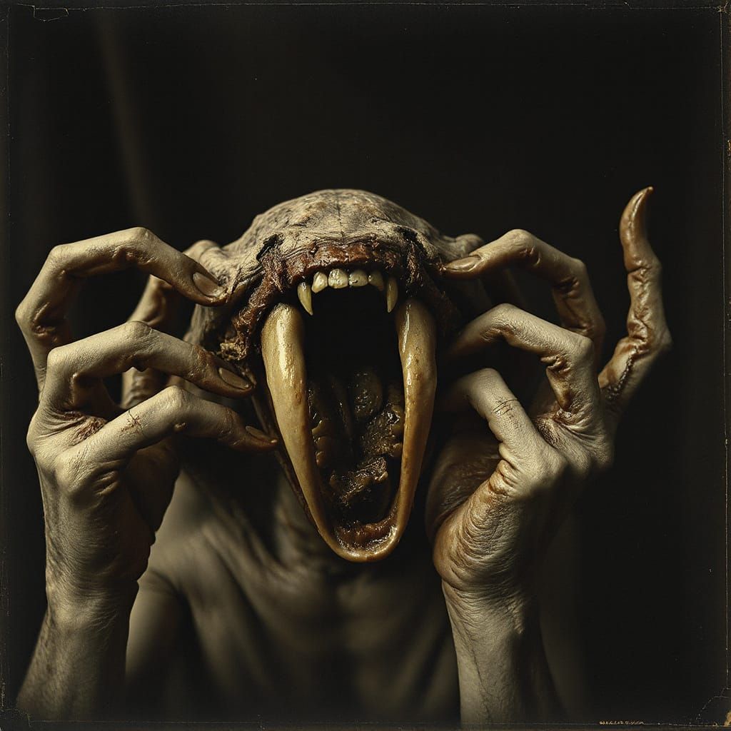 Macabre Gums and Limbs in Gritty Photogravure Style