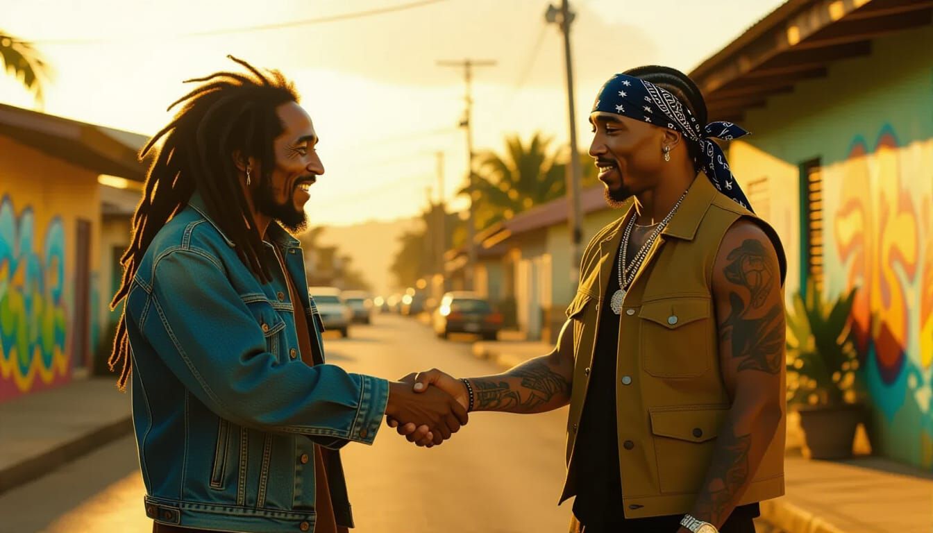 Bob Marley Meets Tupac in Vibrant Kingston Street Scene